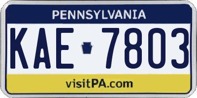 PA license plate KAE7803
