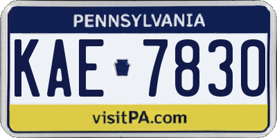 PA license plate KAE7830