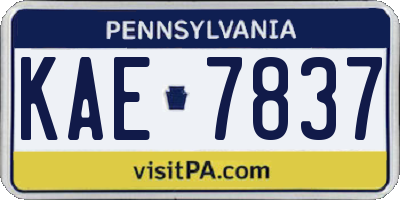 PA license plate KAE7837