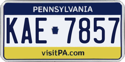 PA license plate KAE7857