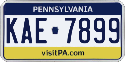 PA license plate KAE7899
