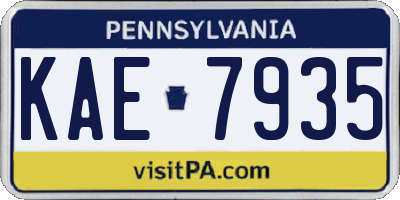 PA license plate KAE7935