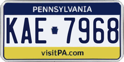 PA license plate KAE7968
