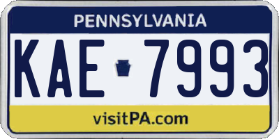 PA license plate KAE7993