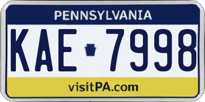 PA license plate KAE7998