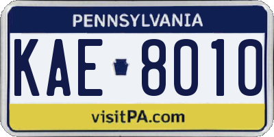 PA license plate KAE8010