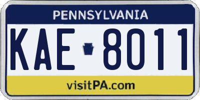 PA license plate KAE8011
