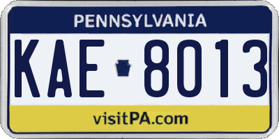 PA license plate KAE8013