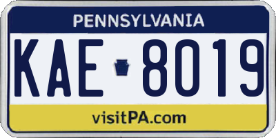 PA license plate KAE8019