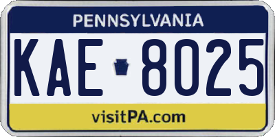 PA license plate KAE8025
