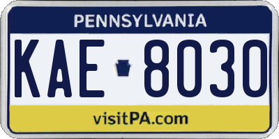 PA license plate KAE8030