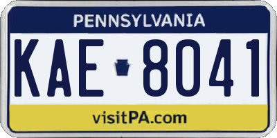 PA license plate KAE8041