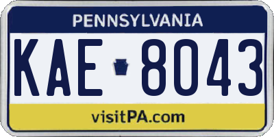 PA license plate KAE8043
