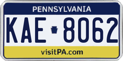 PA license plate KAE8062