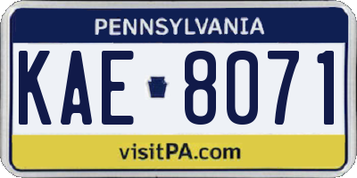 PA license plate KAE8071