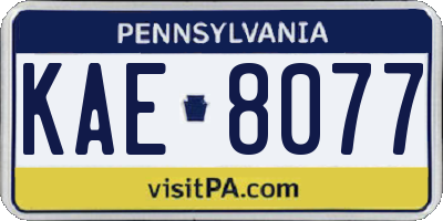 PA license plate KAE8077