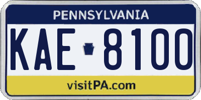 PA license plate KAE8100
