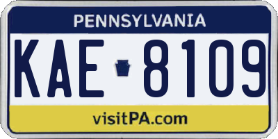 PA license plate KAE8109