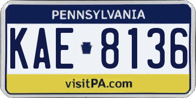 PA license plate KAE8136