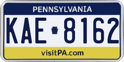 PA license plate KAE8162
