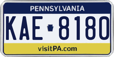 PA license plate KAE8180