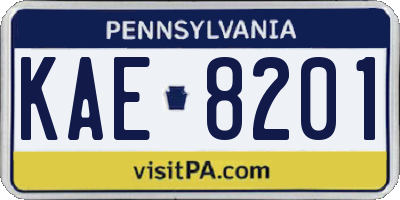 PA license plate KAE8201