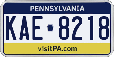 PA license plate KAE8218