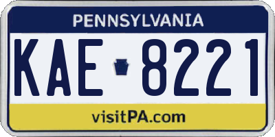 PA license plate KAE8221