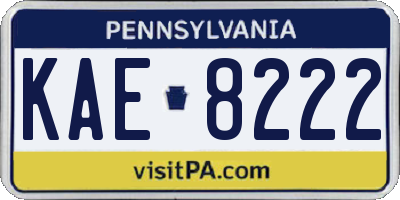 PA license plate KAE8222