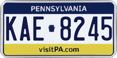 PA license plate KAE8245