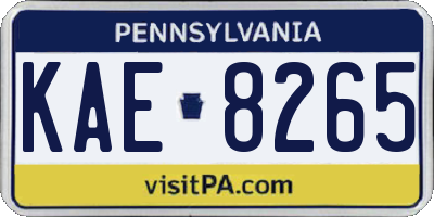 PA license plate KAE8265