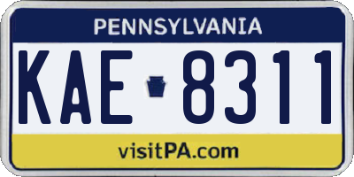 PA license plate KAE8311