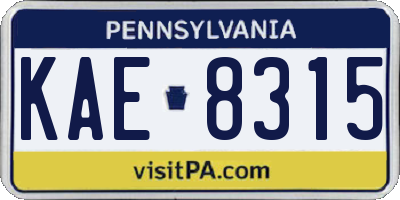 PA license plate KAE8315