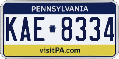 PA license plate KAE8334