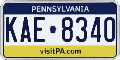 PA license plate KAE8340