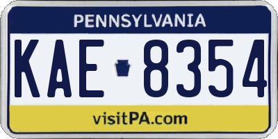 PA license plate KAE8354
