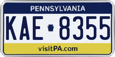PA license plate KAE8355