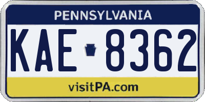 PA license plate KAE8362