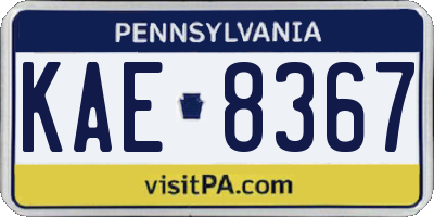 PA license plate KAE8367