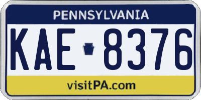 PA license plate KAE8376