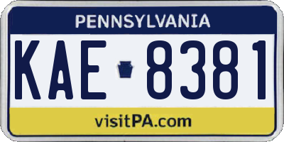 PA license plate KAE8381