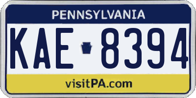 PA license plate KAE8394