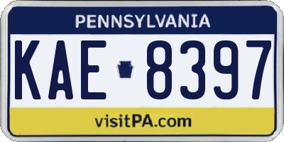 PA license plate KAE8397