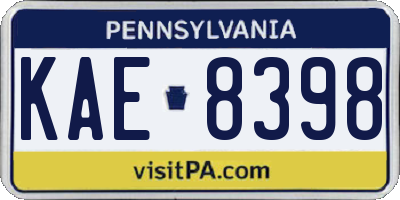PA license plate KAE8398