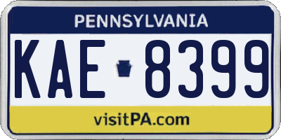 PA license plate KAE8399