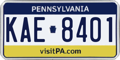 PA license plate KAE8401