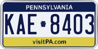 PA license plate KAE8403