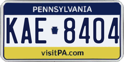PA license plate KAE8404