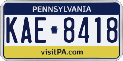 PA license plate KAE8418