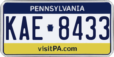 PA license plate KAE8433